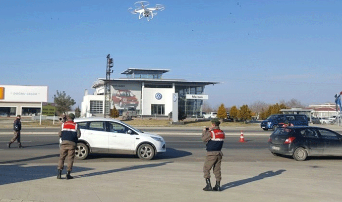 Çevirmeden kaçan sürücülere drone denetimi